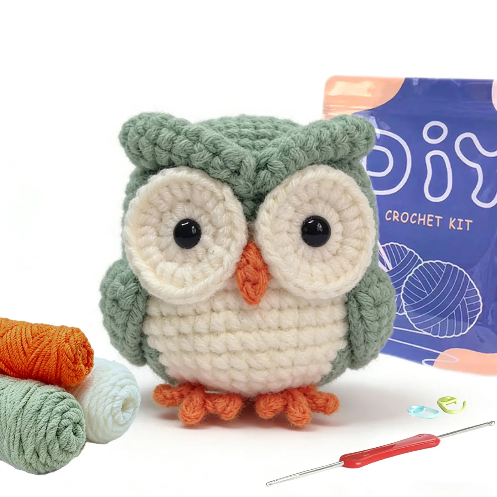 Kit Amigurumi Corujinha Verde Sálvia