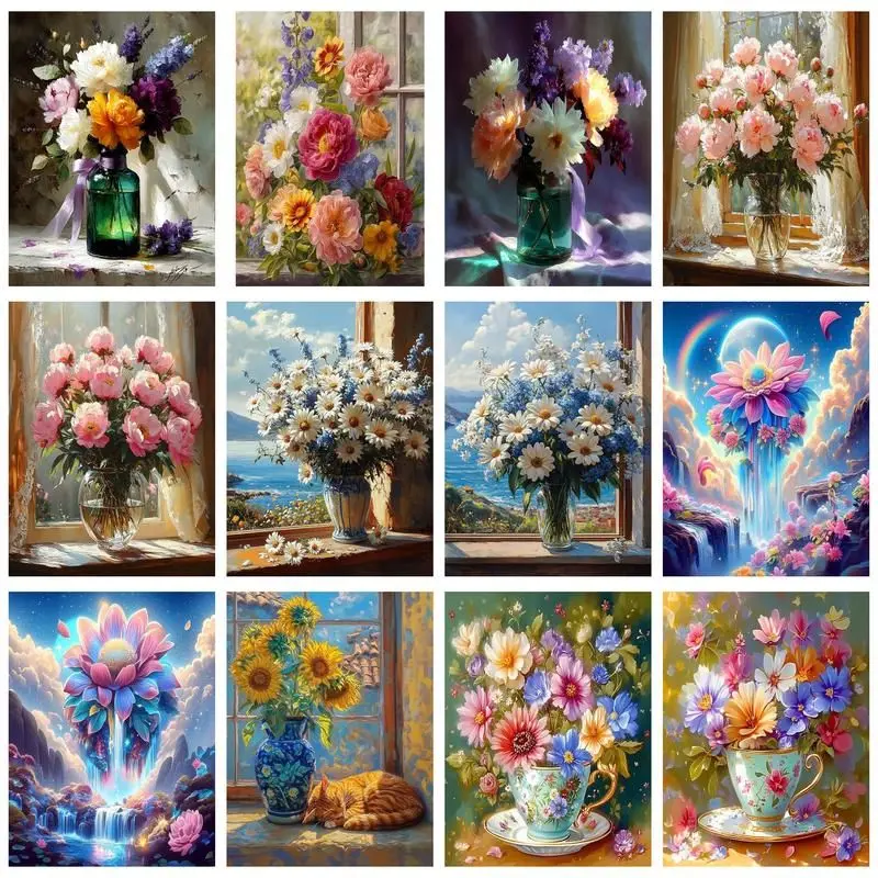 Pintura por Números 40x50 Vasos de Flores