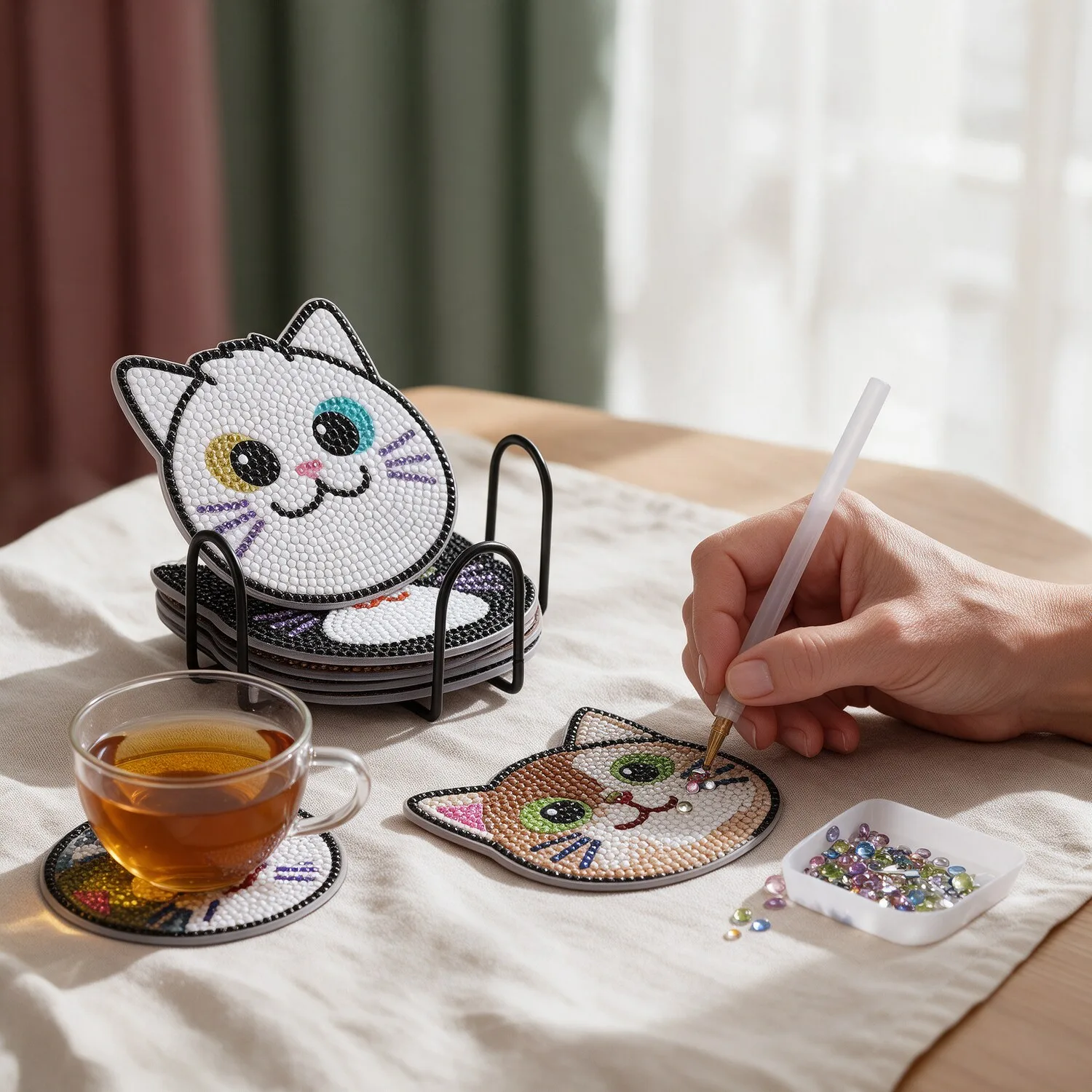 Kit 20 Porta-Copos de Diamantes: 10 Gatinhos + 10 de Natal