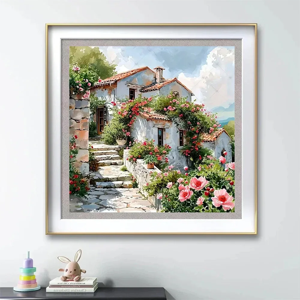 Pintura com Diamantes Chalé Florido